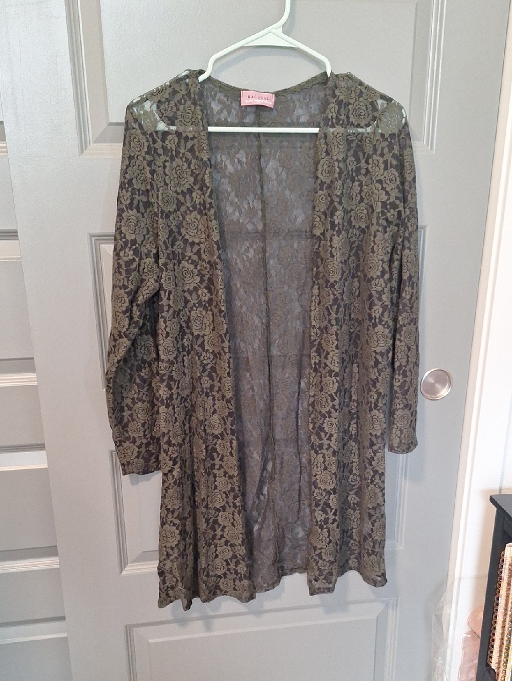 RAGDOLL olive green lace duster